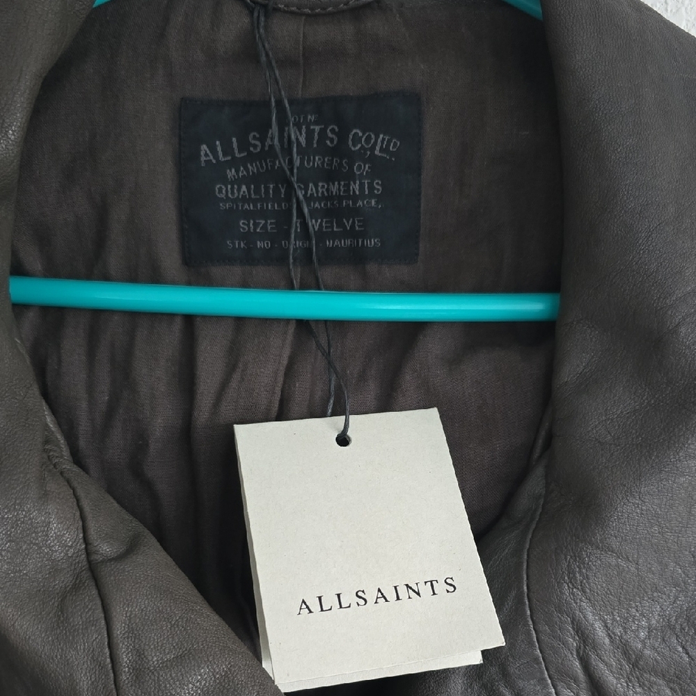 All Saints Dark Brown Leather Jacket - Picture 2 of 10